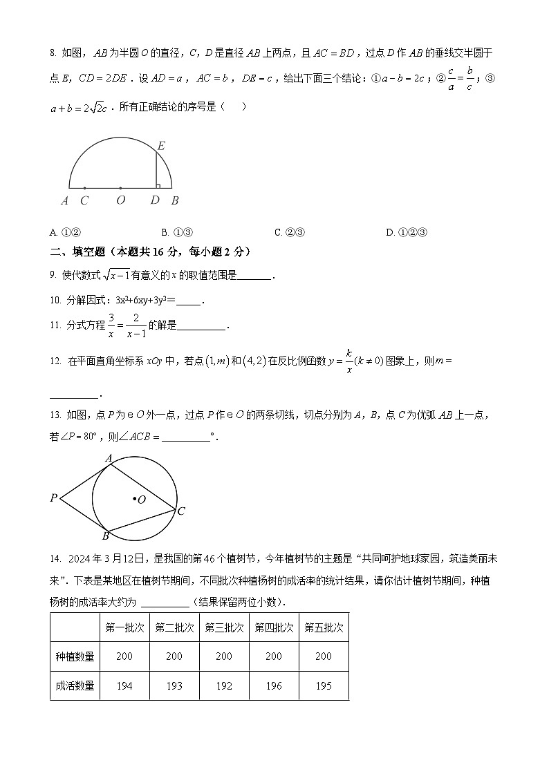 2024年北京市昌平区九年级中考二模数学试题（原卷版+解析版）02