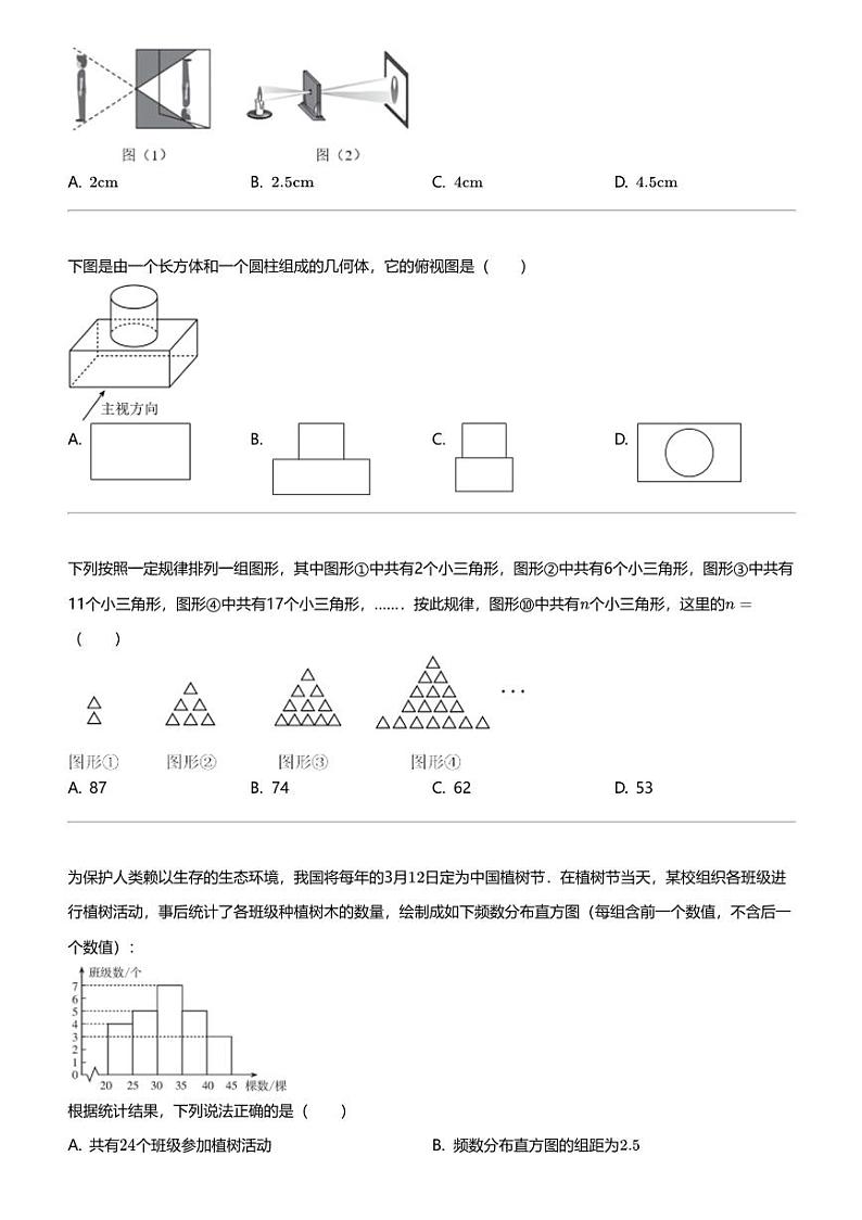 2024年云南昭通永善县初三中考二模数学试卷02