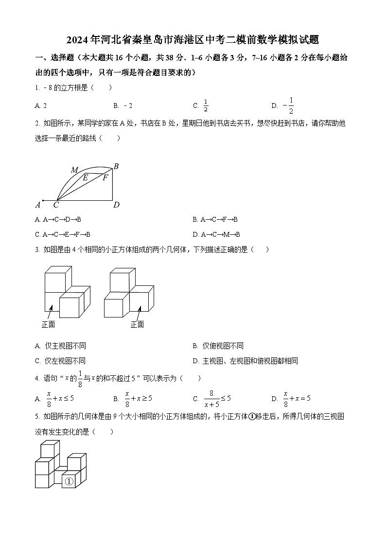 2024年河北省秦皇岛市海港区中考二模数学试题01