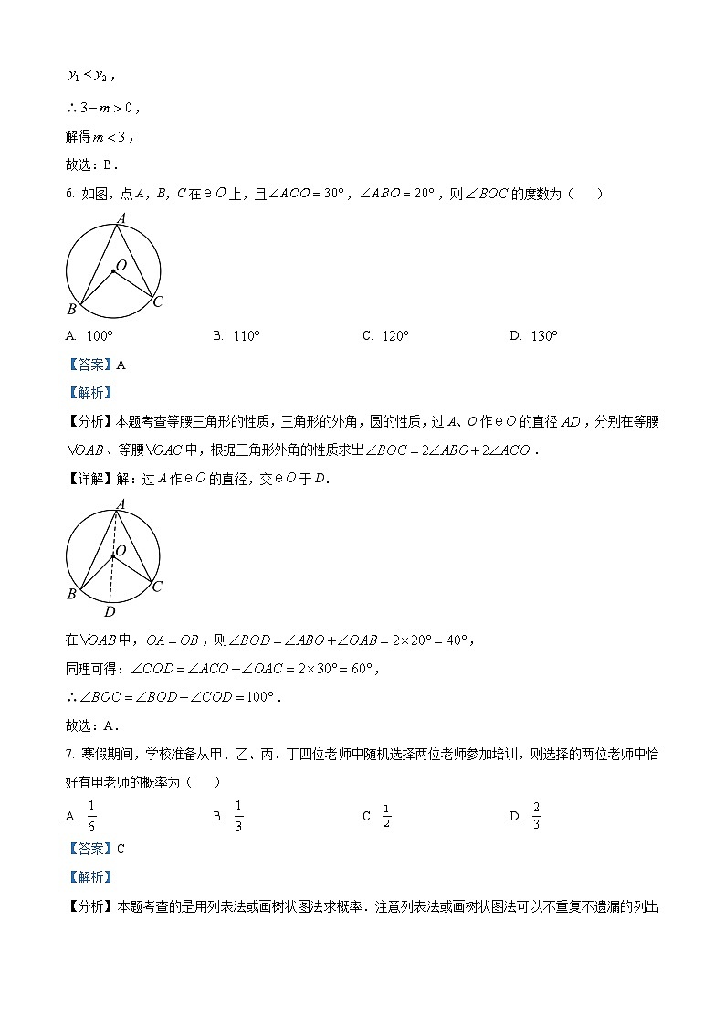 2024届安徽省芜湖市鸠江区部分学校中考一模数学试题及参考答案03
