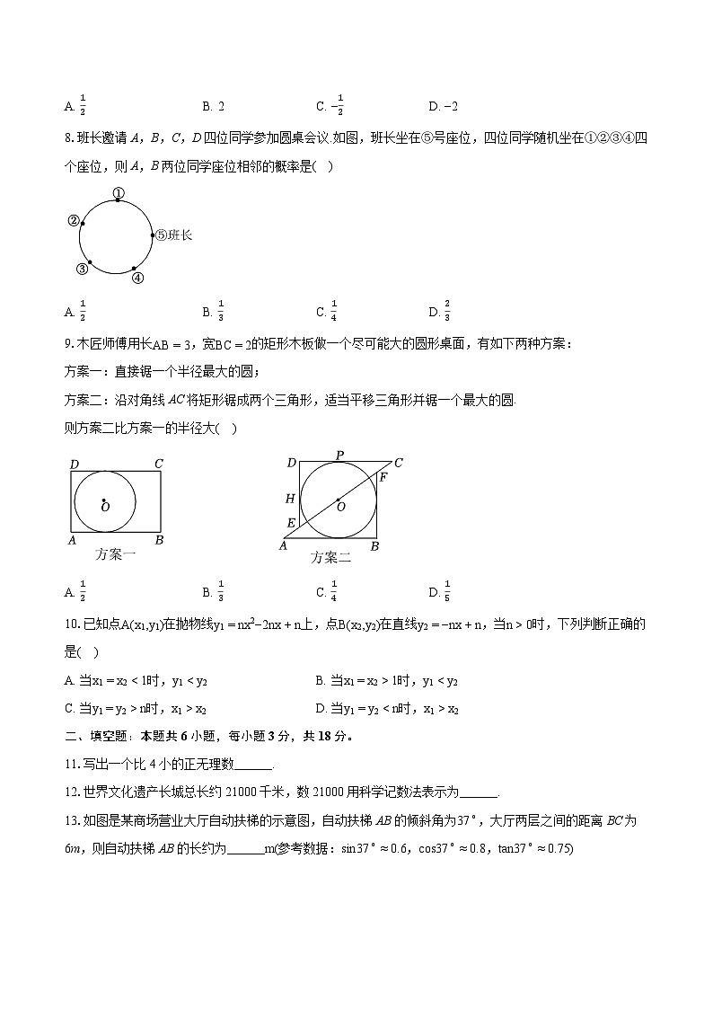 2024年湖北省武汉市江汉区中考数学一模试卷（含详细答案解析）第2页