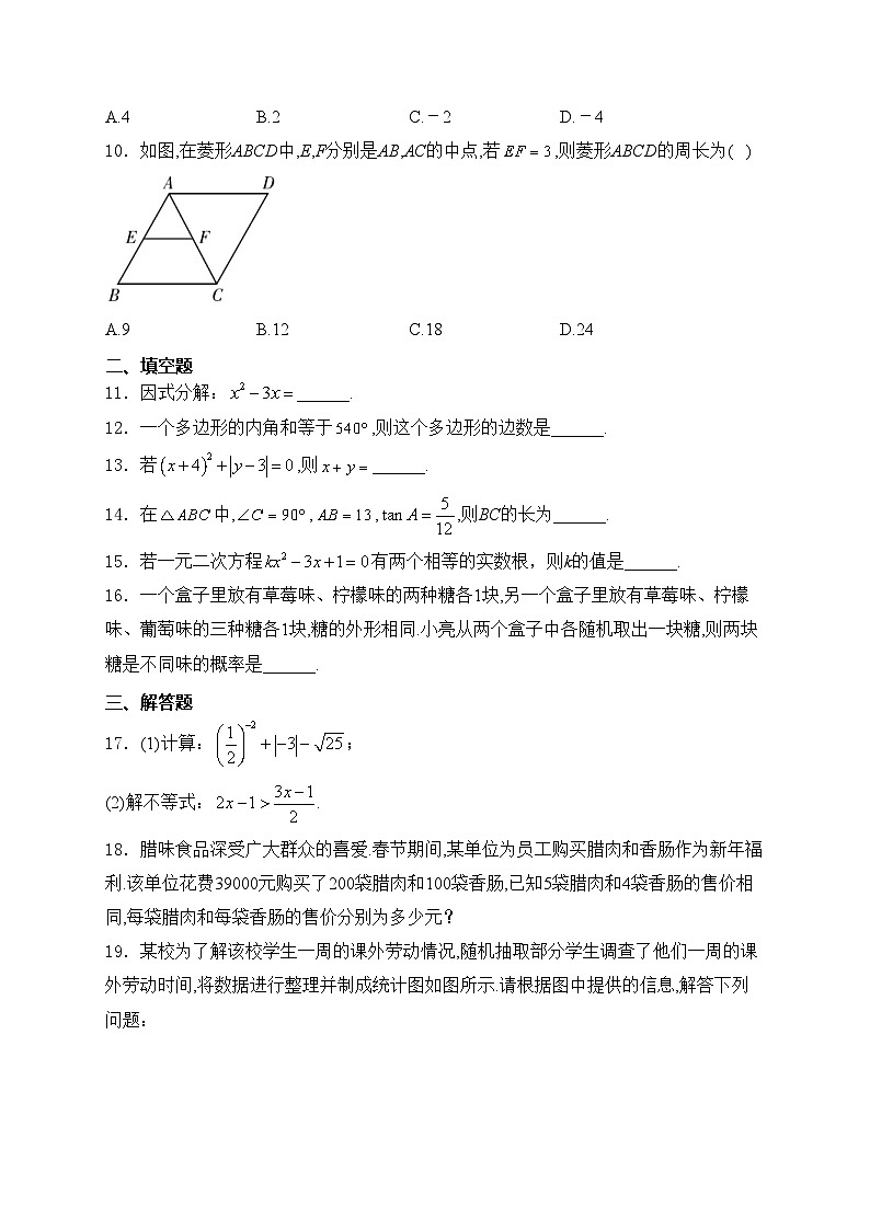 广东省阳江市阳西县2024届九年级下学期中考一模数学试卷(含答案)02