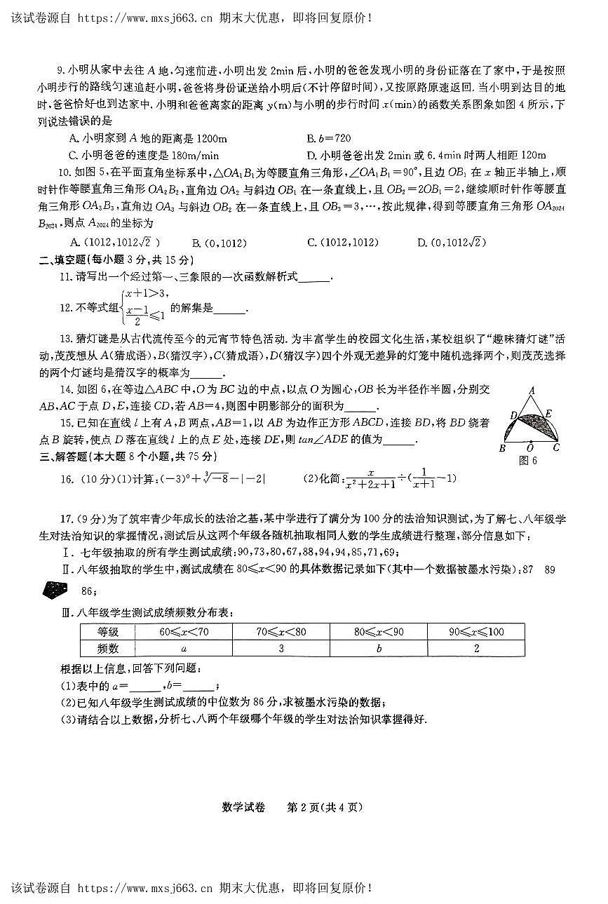 31，2024年河南省信阳市高新技术产业开发区中考二模数学试题第2页