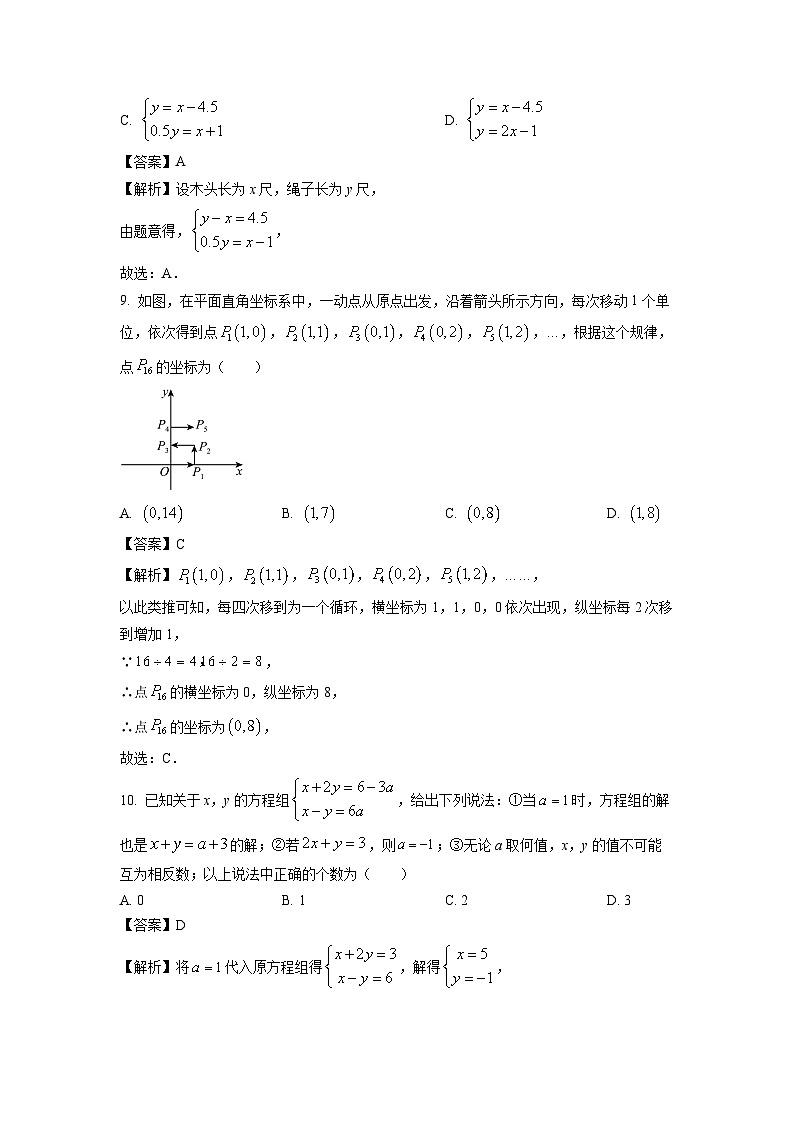 重庆市开州区云枫教育集团2023-2024学年七年级下学期期中数学试卷（解析版）03