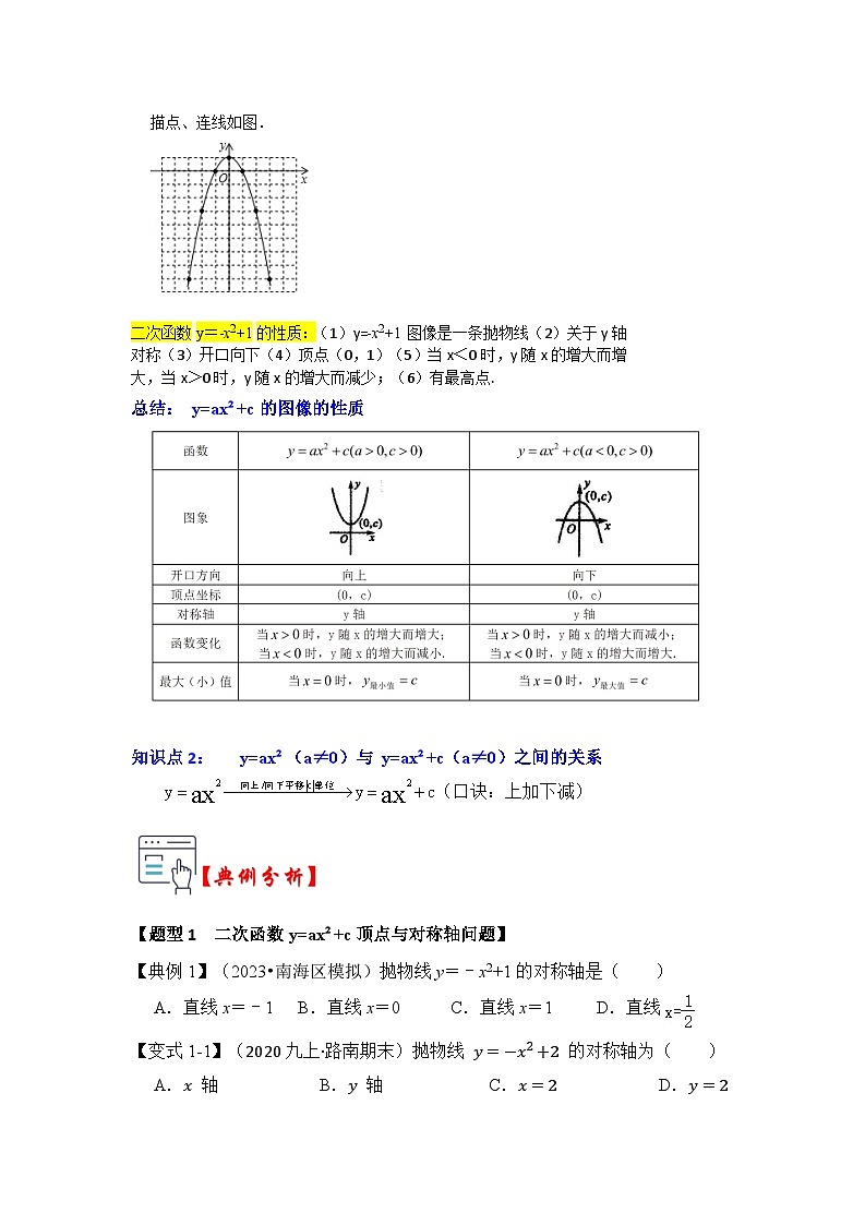 第03讲  二次函数y=ax²+c的图像和性质（知识解读+真题演练+课后巩固）（原卷版+解析版）02