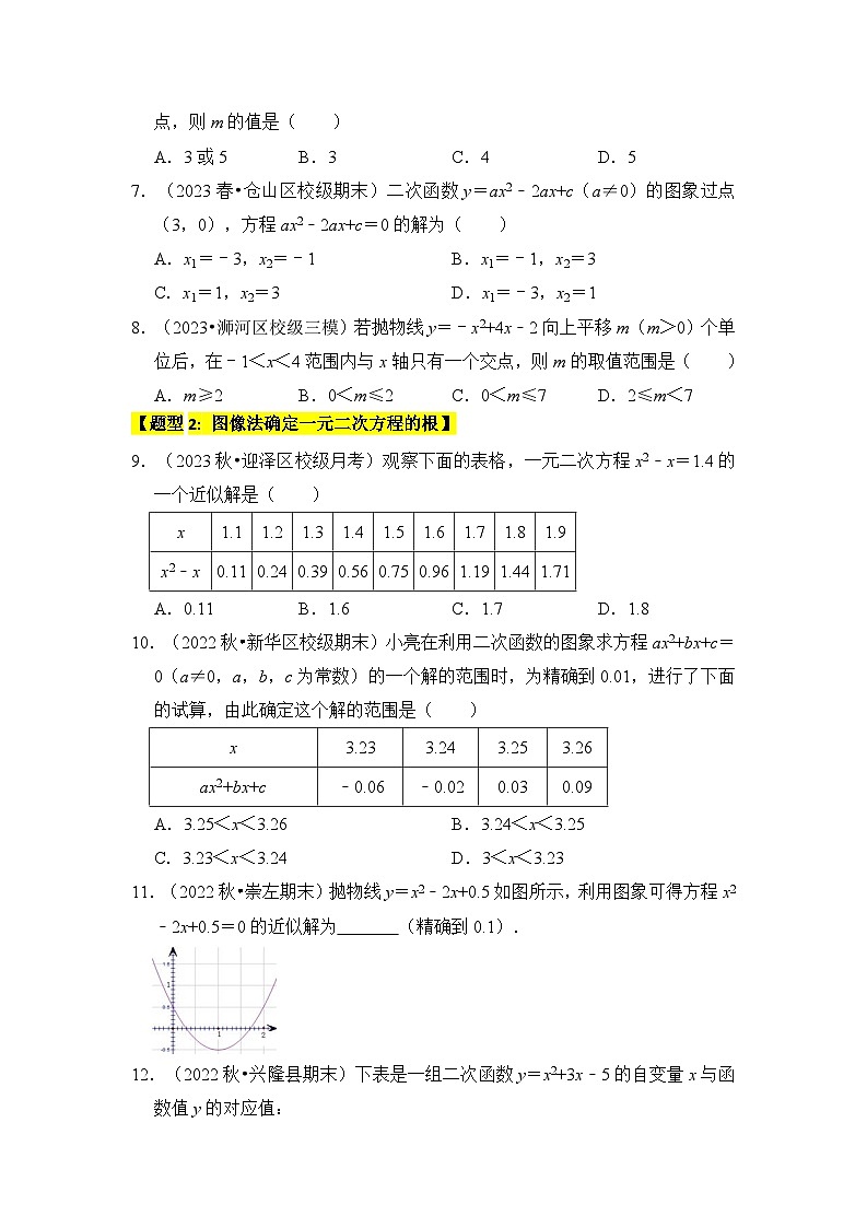 专题07  二次函数与一元二次方程（五大类型）（题型专练）（原卷版+解析版）02