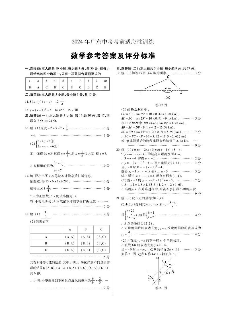 广东省惠州市惠东县+2024+年九年级中考二模数学试题01