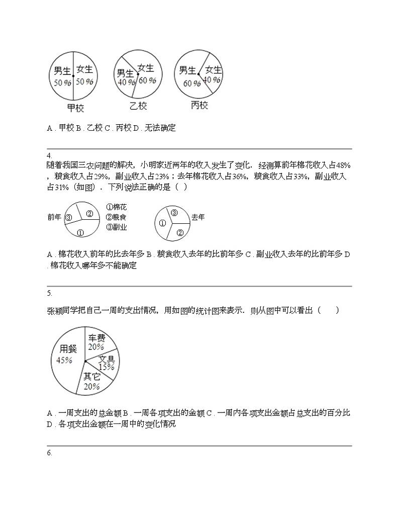【提高卷】2024年浙教版数学七年级下册6.3扇形统计图 同步练习第2页