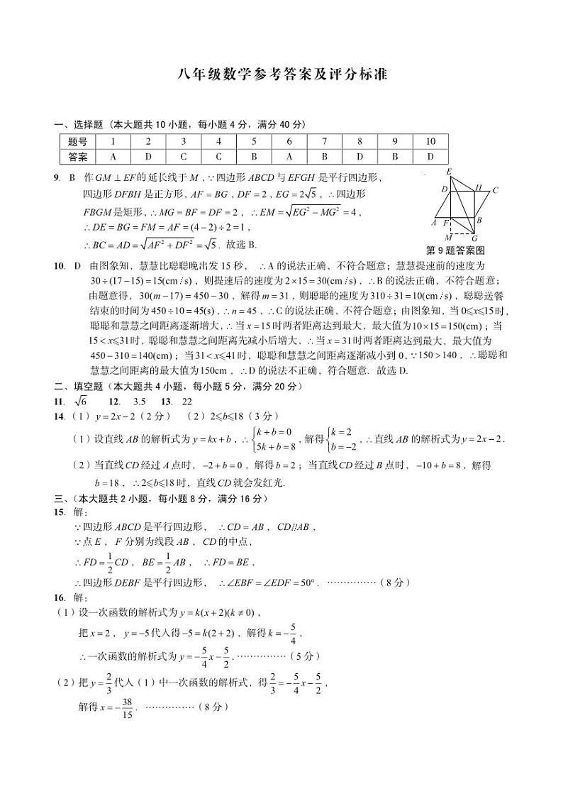 安徽省合肥市庐江县柯坦初级中学2023-2024学年八年级下学期5月月考数学试题01