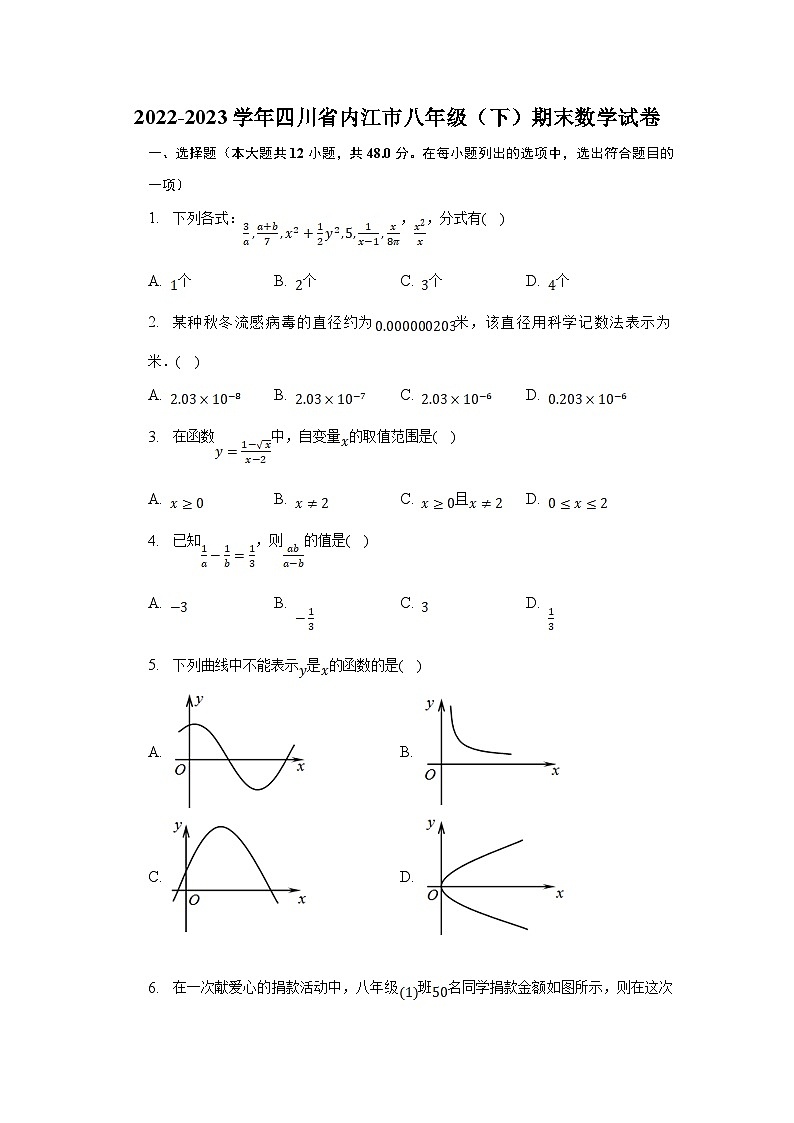 四川省内江市2022-2023学年八年级下学期期末测评数学试卷第1页
