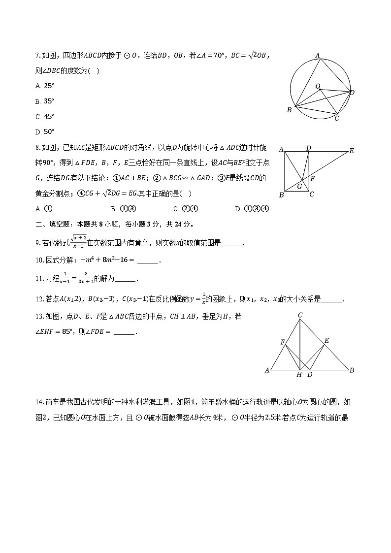 2024年山东省滨州市阳信县部分中学中考数学一模试卷（含解析）02
