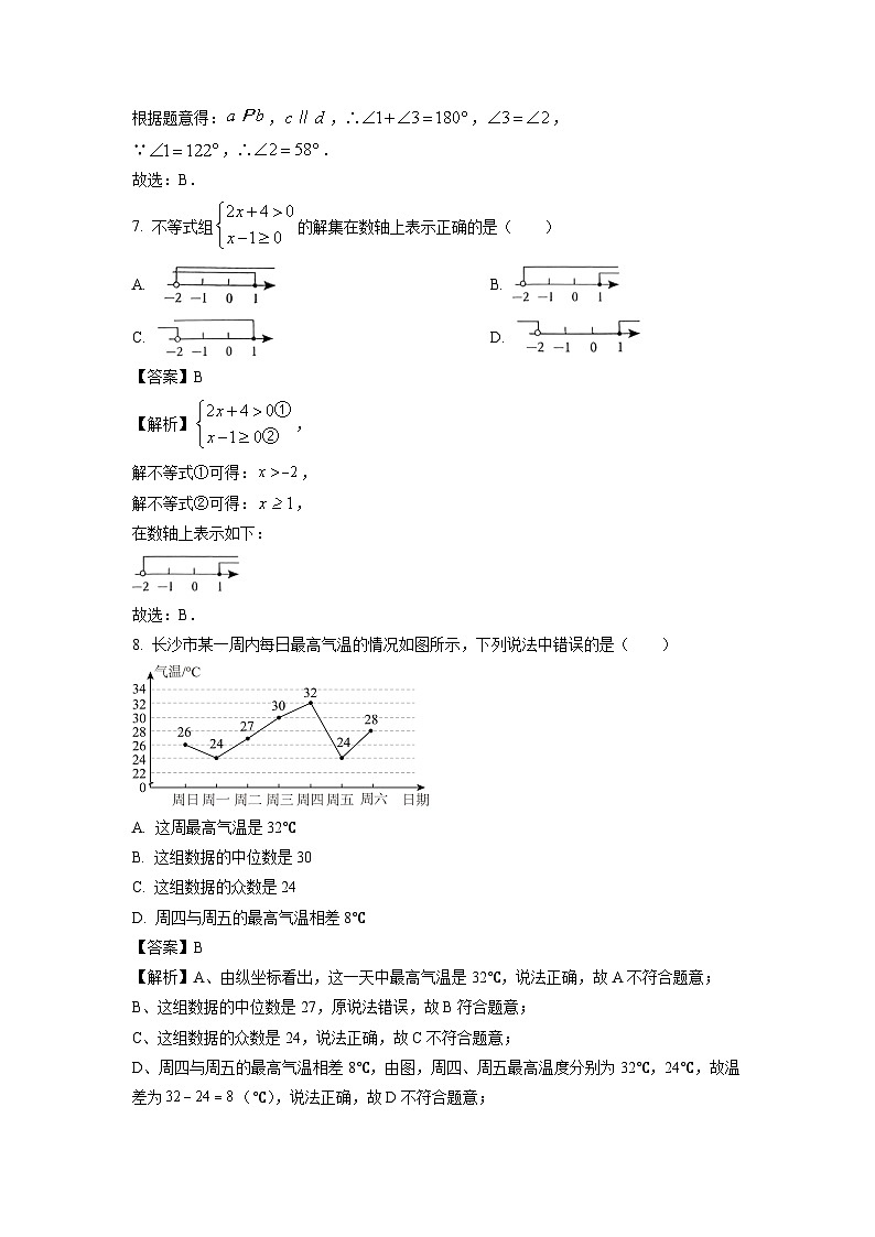广西壮族自治区玉林市2024年九年级初中学业水平考试适应性检测数学试卷（解析版）03