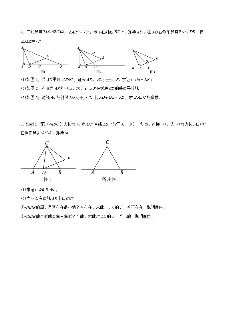 2022-2023年成都市七年级下册数学期末试题分类汇编：三角形全等压轴题、中档题（原卷）第3页