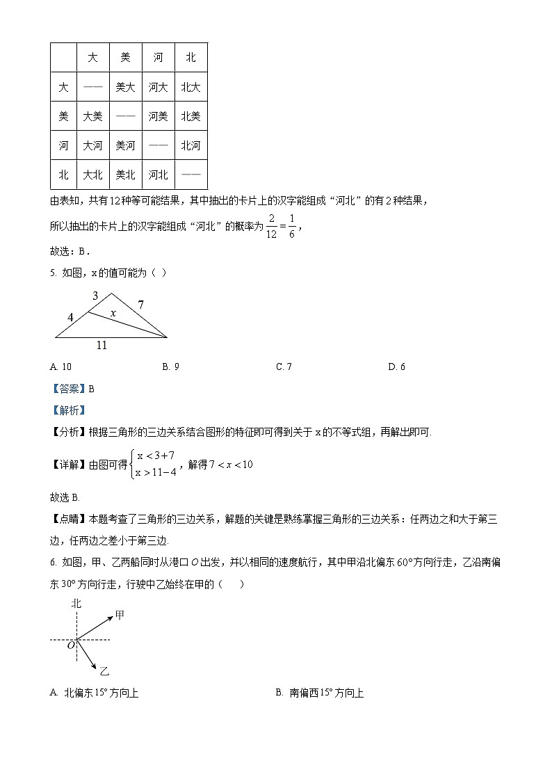 2024年河北省石家庄市藁城区中考二模数学试题（教师版）第3页