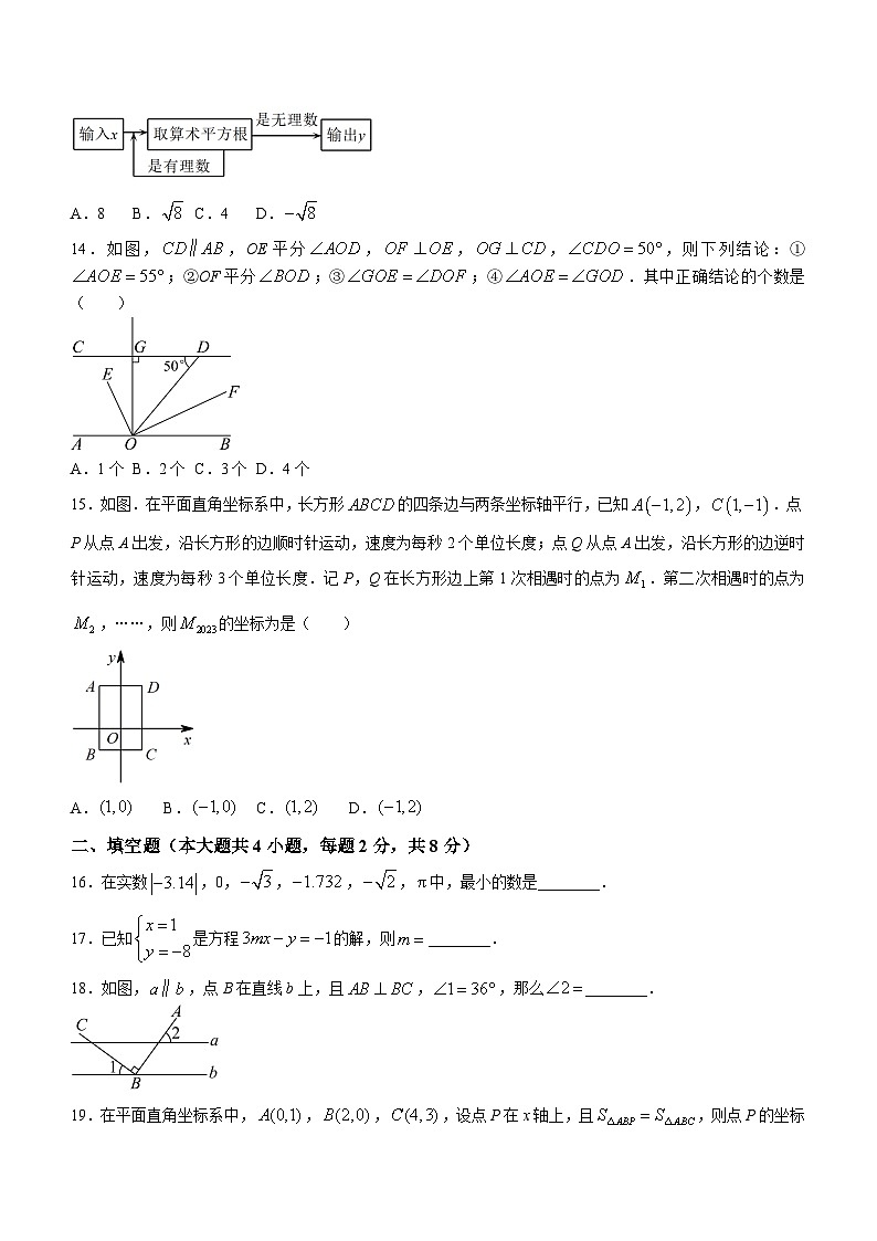 云南省昆明市昆明市第十四中学2023-2024学年七年级下学期期中数学试题(无答案)03