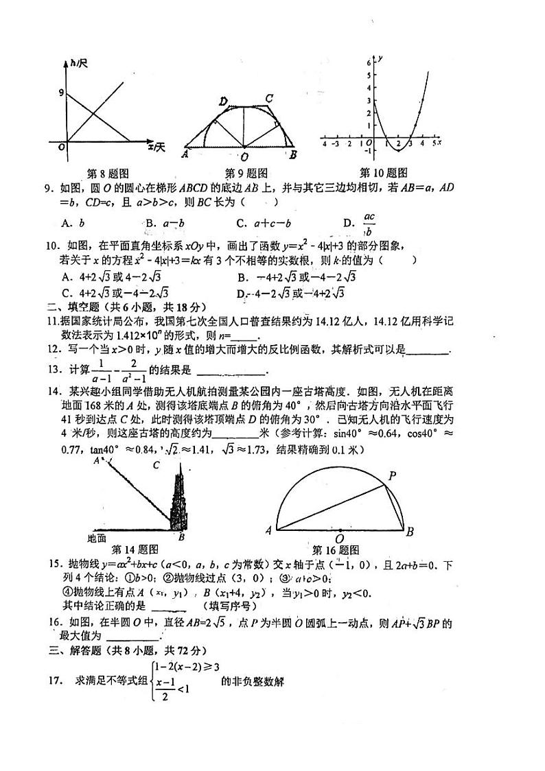 2024年湖北省武汉市武汉二中广雅中学中考二模数学试题第2页