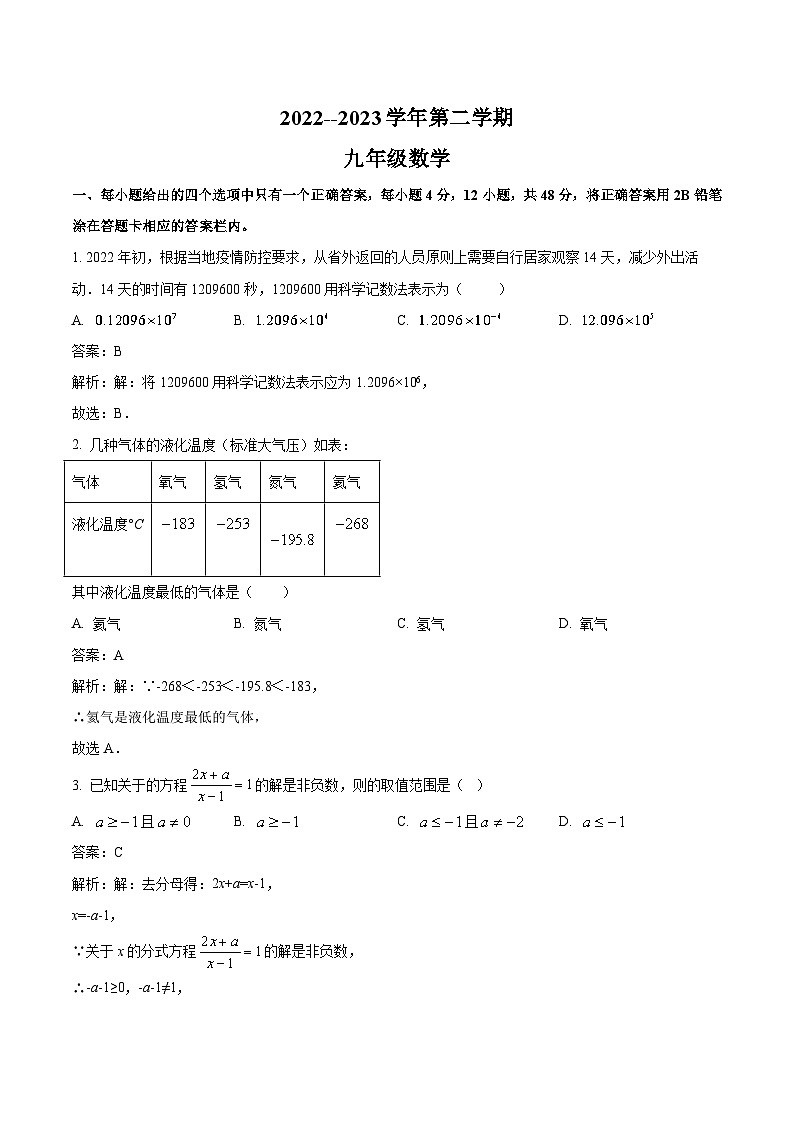 山东省泰安市泰山外国语学校（五四制）2023届九年级下学期3月月考数学试卷(含解析)第1页