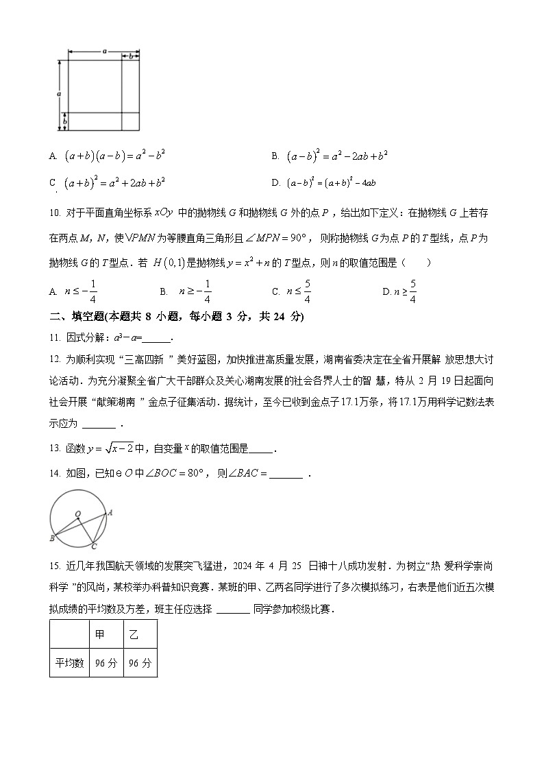 2024年湖南省岳阳市中考二模数学试题（学生版）第3页