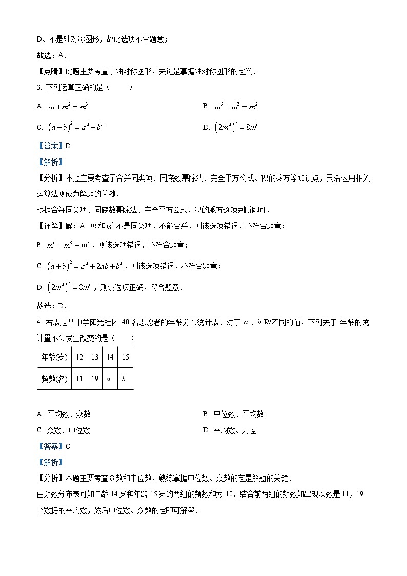 2024年湖南省岳阳市中考二模数学试题（教师版）第2页