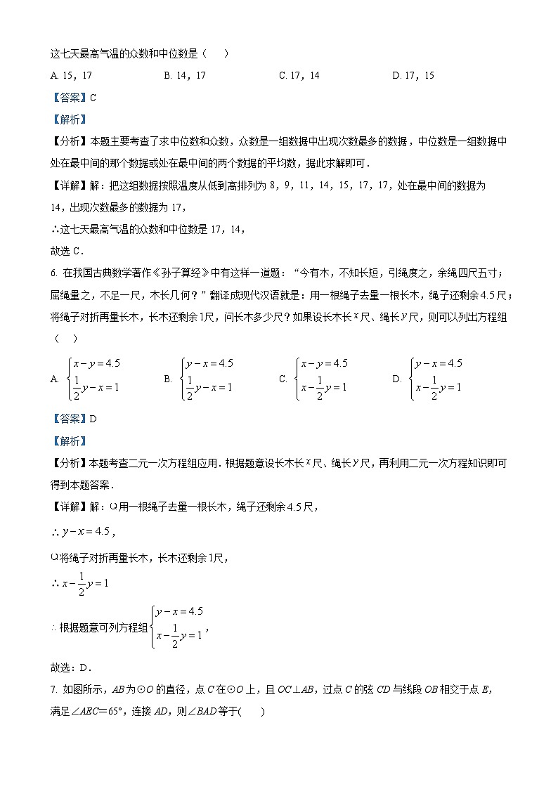 2024年辽宁省沈阳市中考数学调研二模试题（学生版+教师版）03