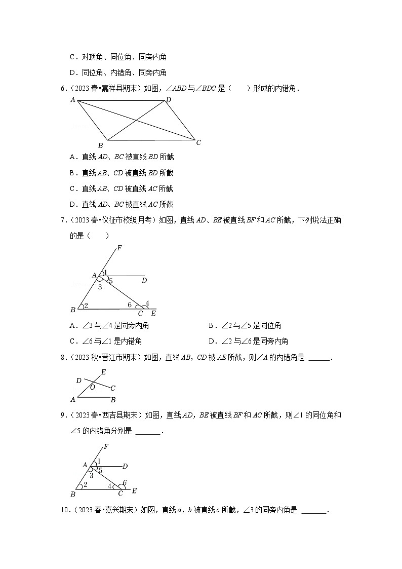 浙教版七年级数学下册专题1.2同位角、内错角和同旁内角(专项训练)(原卷版+解析)第2页