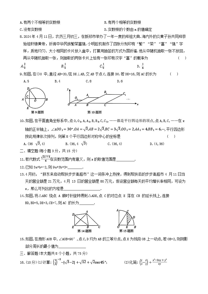 2024年河南省商丘市民权县九年级中考三模数学试题02