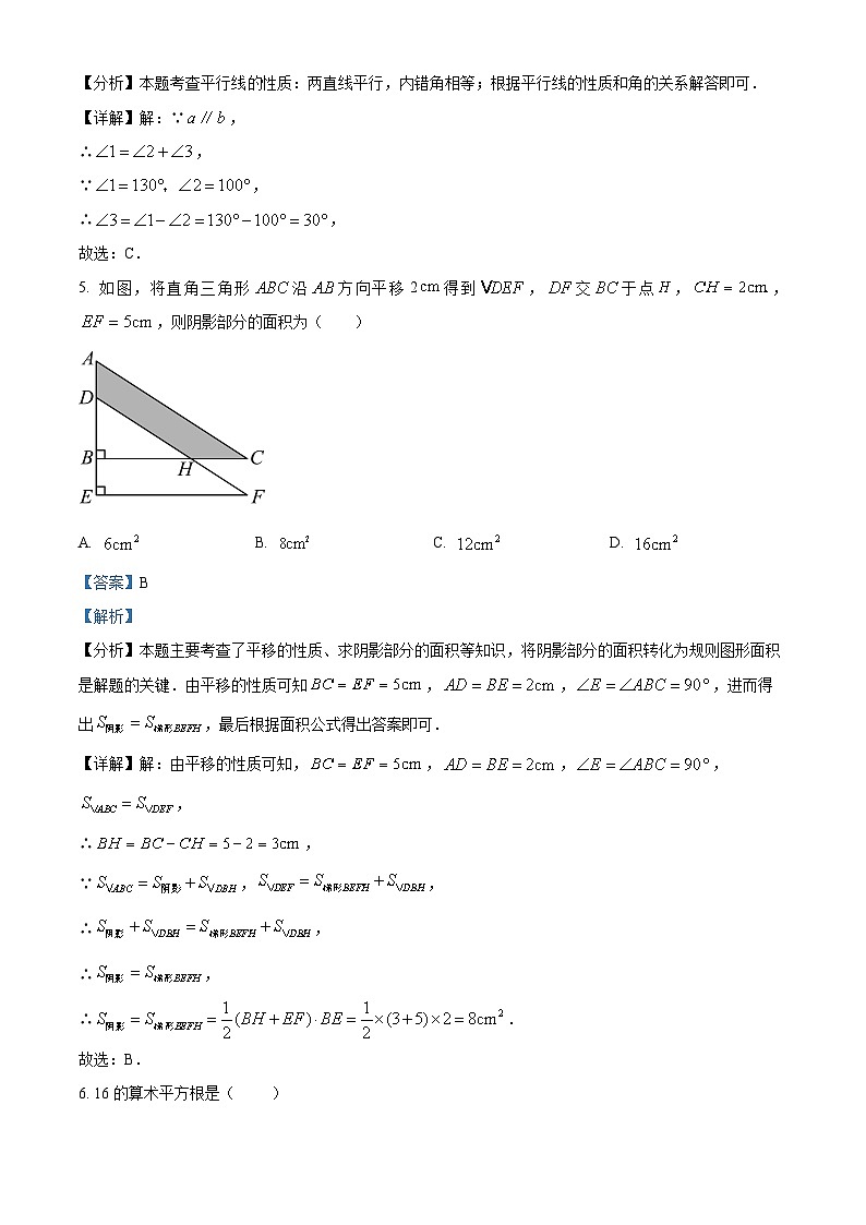 甘肃省武威市凉州区金羊九年制学校联片教研2023-2024学年七年级下学期4月期中考试数学试题（学生版+教师版）03