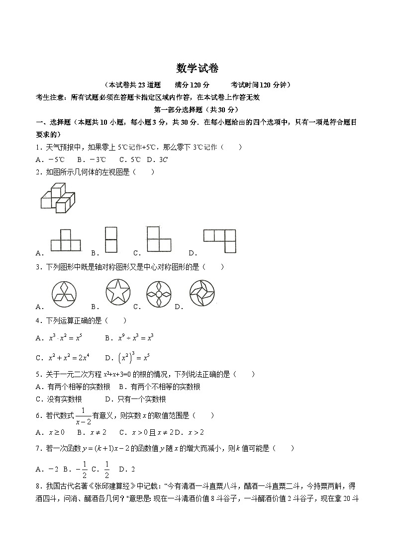 辽宁省葫芦岛市建昌县2024届九年级下学期中考一模数学试卷(含答案)01