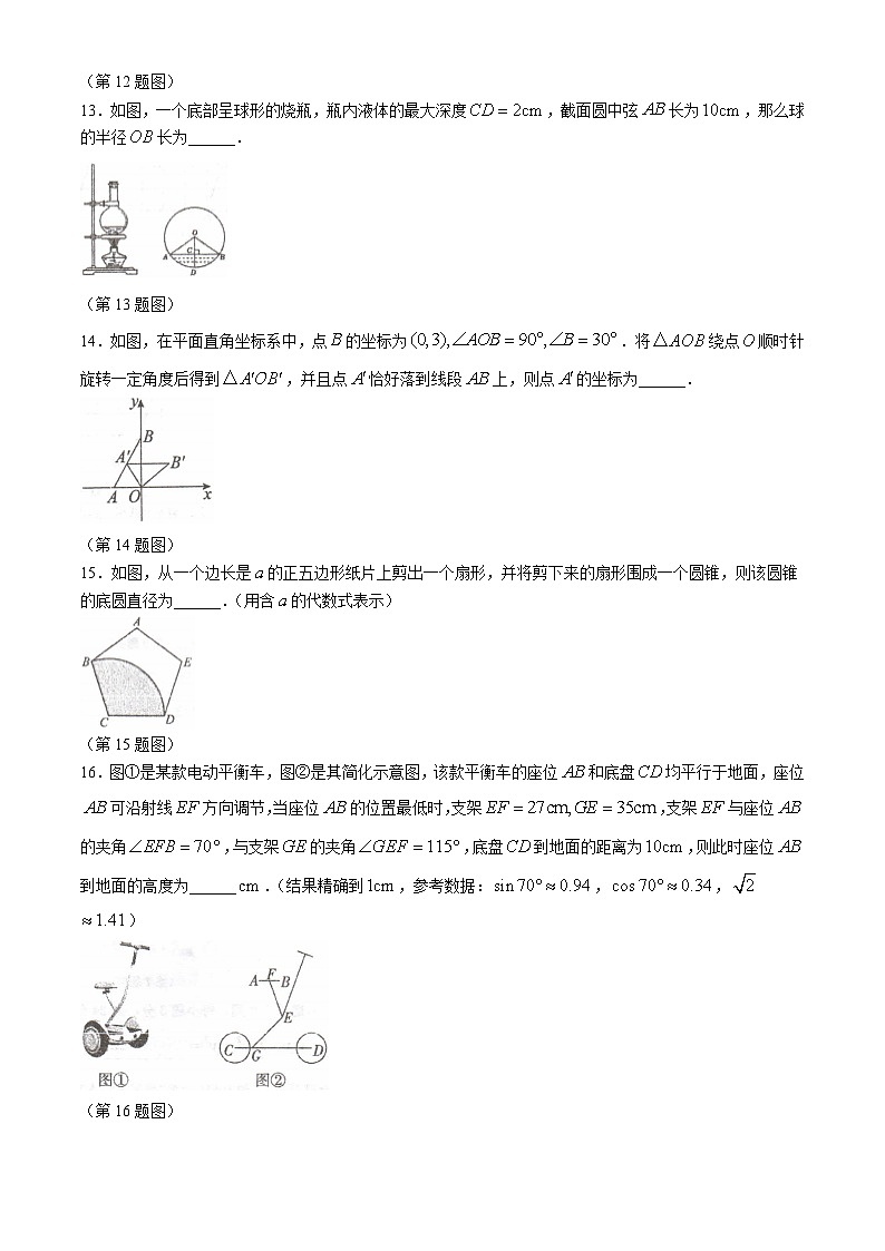 2024年宁夏回族自治区中卫市中宁县九年级第五次联考一模数学试题(无答案)03