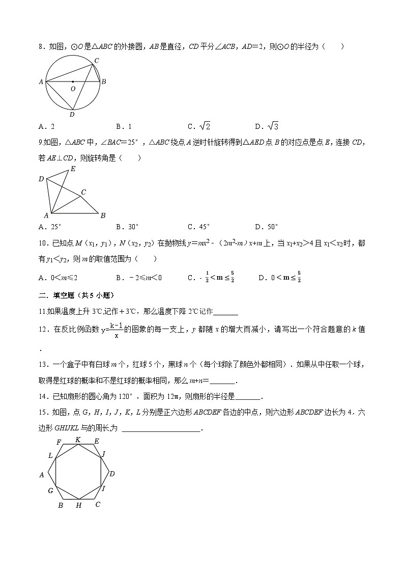 2024年福建省莆田哲理中学中考一模数学试题02