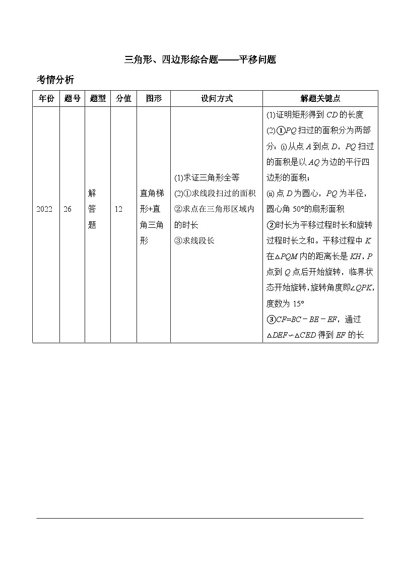 2024 河北数学中考备考重难专题：三角形、四边形综合题平移问题（课后练）第1页