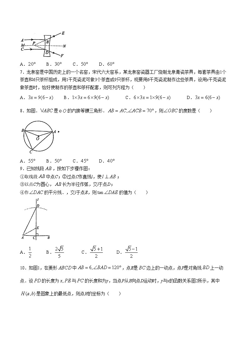 2024年广东省汕尾市普宁华美实验学校中考二模数学试题(无答案)02