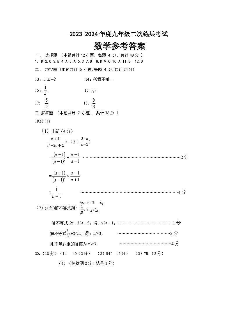 +2024年山东省德州市武城县中考二模数学试题01
