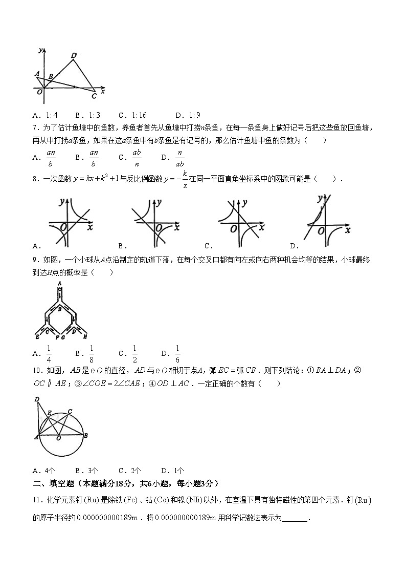 2024年山东省青岛大学附属中学中考三模数学试题(无答案)第2页