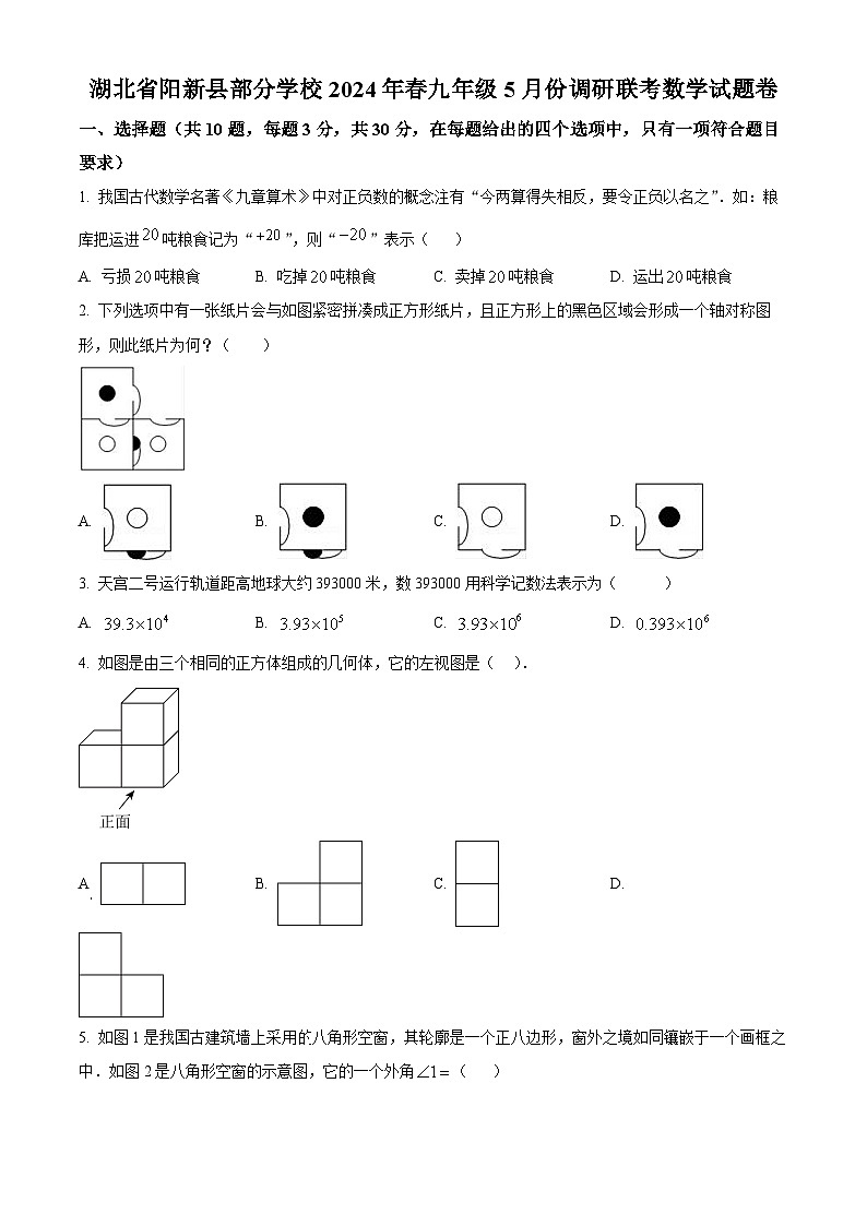 2024年湖北省阳新县部分学校中考模拟数学试题（原卷版+解析版）01