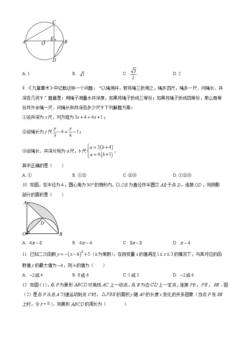 2024年山东省泰安市岱岳区中考二模数学试题（原卷版+解析版）03
