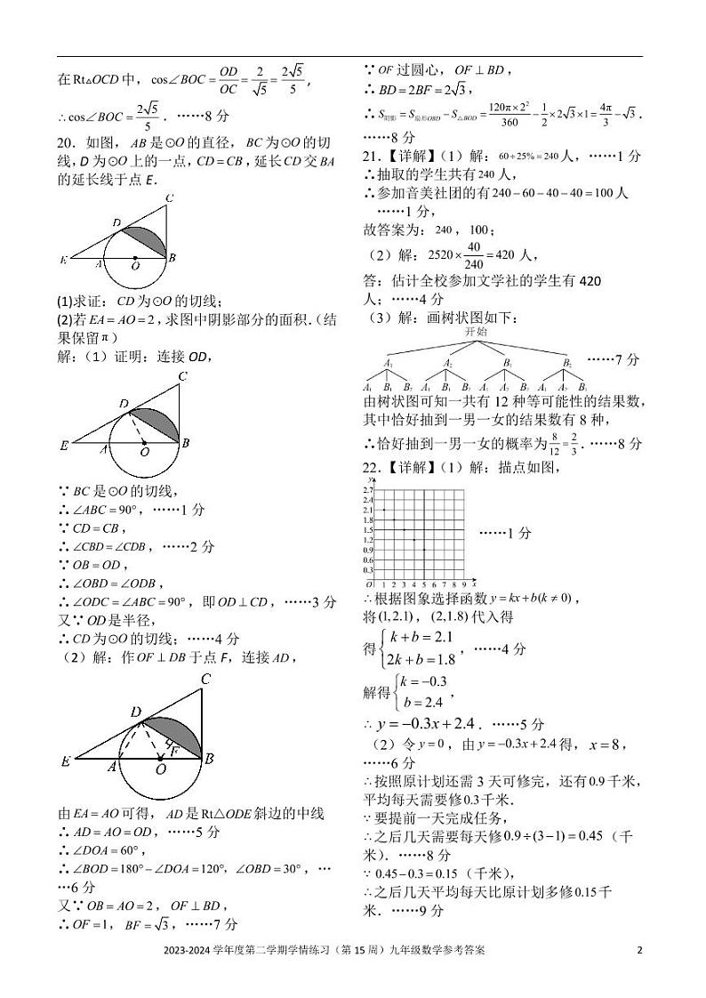 2024年广东省茂名市高州市九年级中考第二次模拟（二模）数学试题02