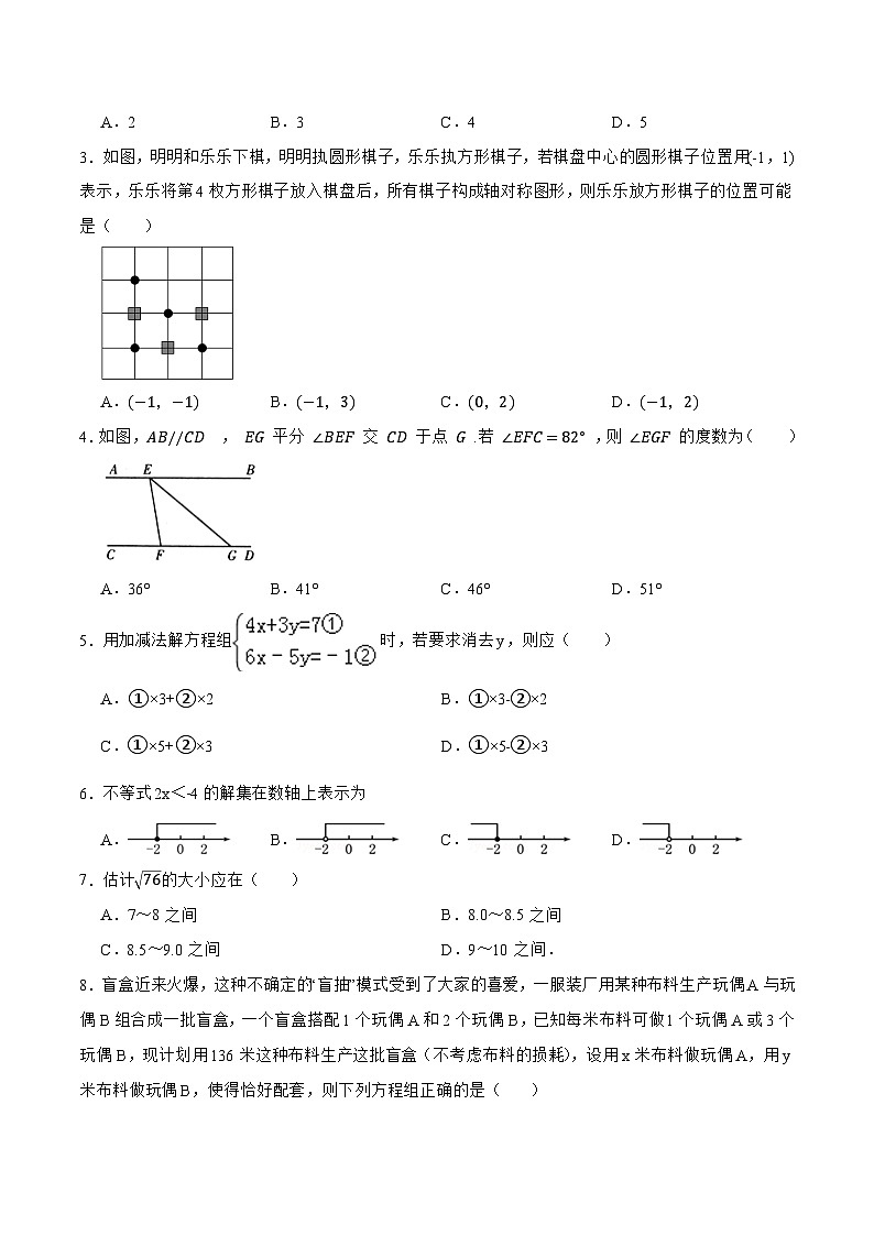 数学（人教版七年级下册全部）（考试版）A4第2页