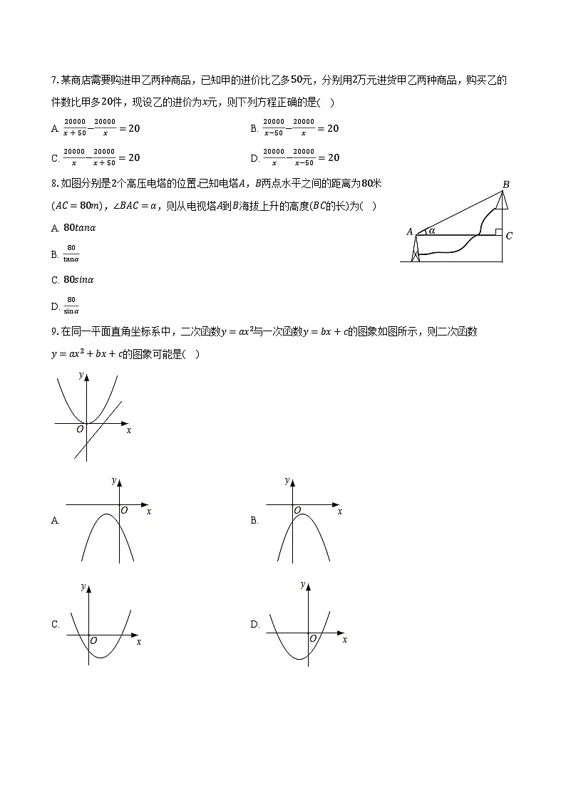 2023-2024学年广东省深圳高级中学北校区九年级（下）第15周月考数学试卷第2页