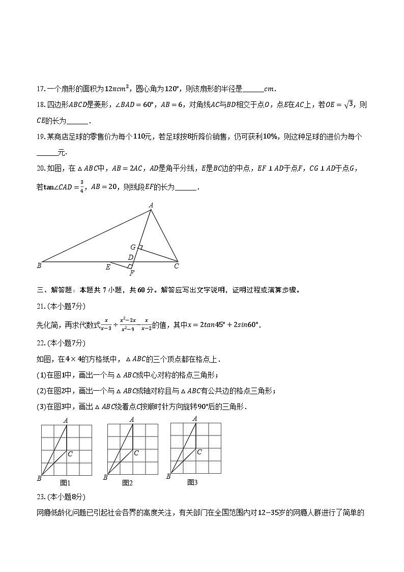 2024年黑龙江省哈尔滨市南岗区萧红中学中考数学三模试卷（含解析）第3页