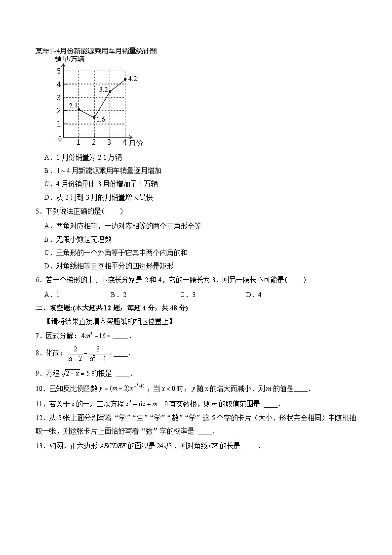 中考数学押题-（上海卷） -2024年中考押题卷预测02