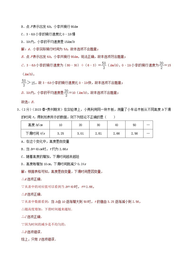 第3章《变量之间的关系》【易错题拔高卷】-2023-2024学年北师大版数学七年级下册章节复习检测卷02