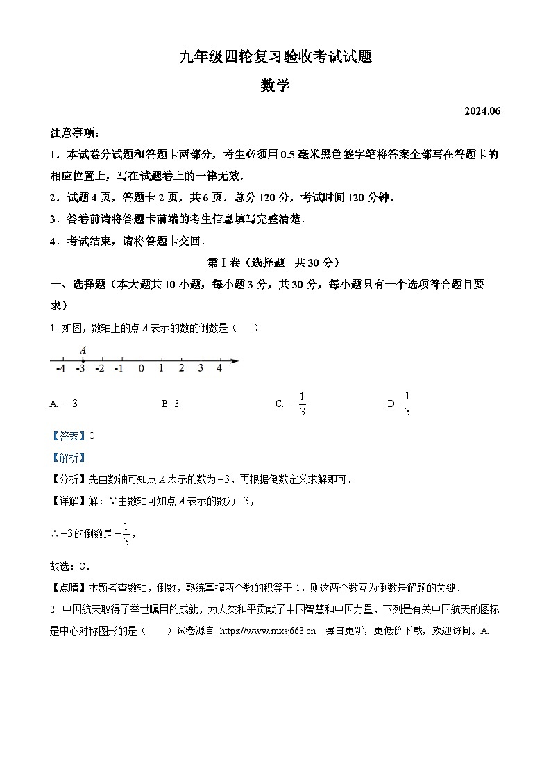 2024年山东省临沂市蒙阴县中考三模数学试题01