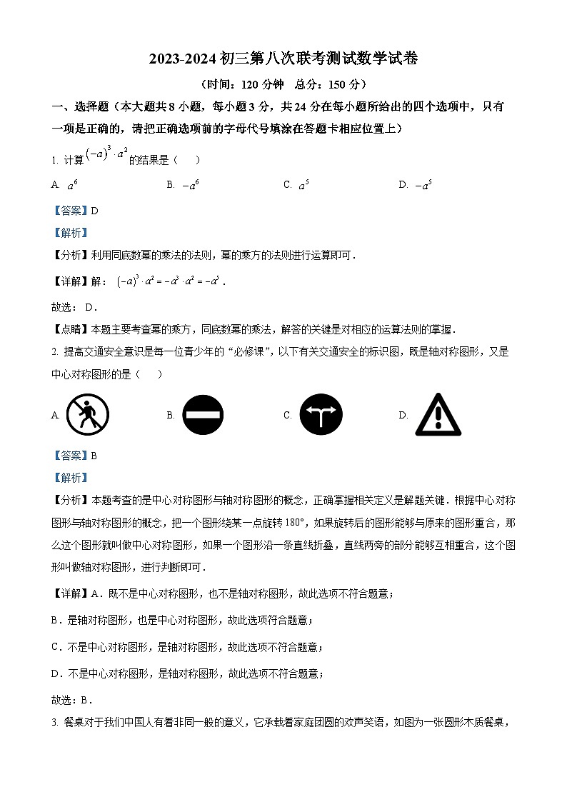 2024年江苏省宿迁市沭阳县沭河中学中考三模数学试题第1页