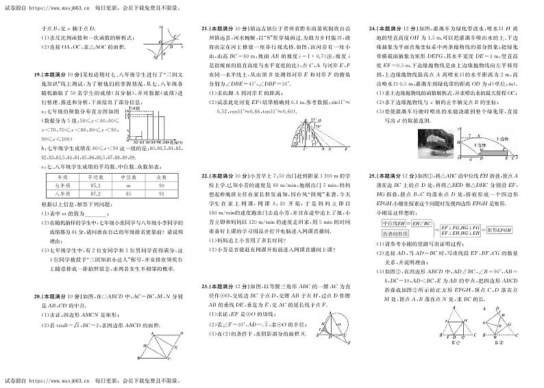 2024年贵州省黔东南苗族侗族自治州榕江县平永镇初级中学九年级中考二模数学试题02