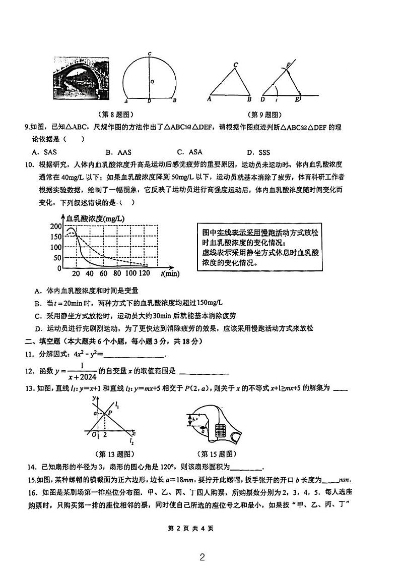 2024湖南师大博才中考三模数学试卷第2页