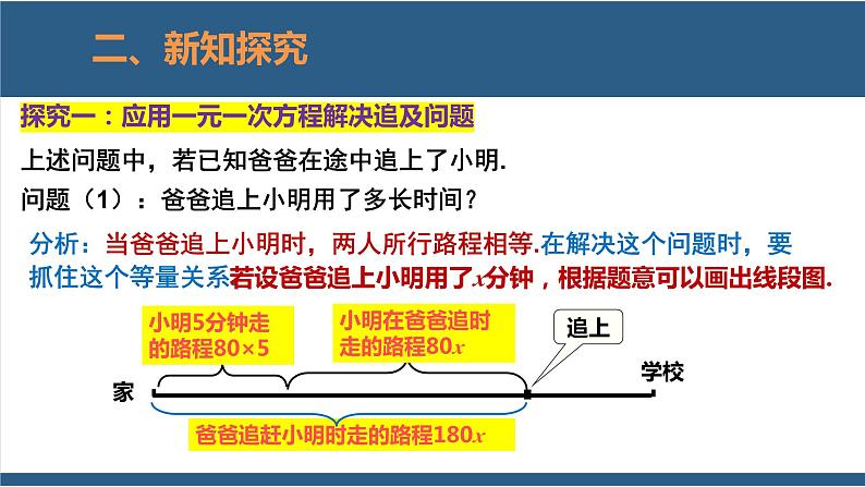 5.6 应用一元一次方程-追赶小明-【高效课堂】2024-2025学年七年级数学上册同步精品课堂课件（北师大版）第5页