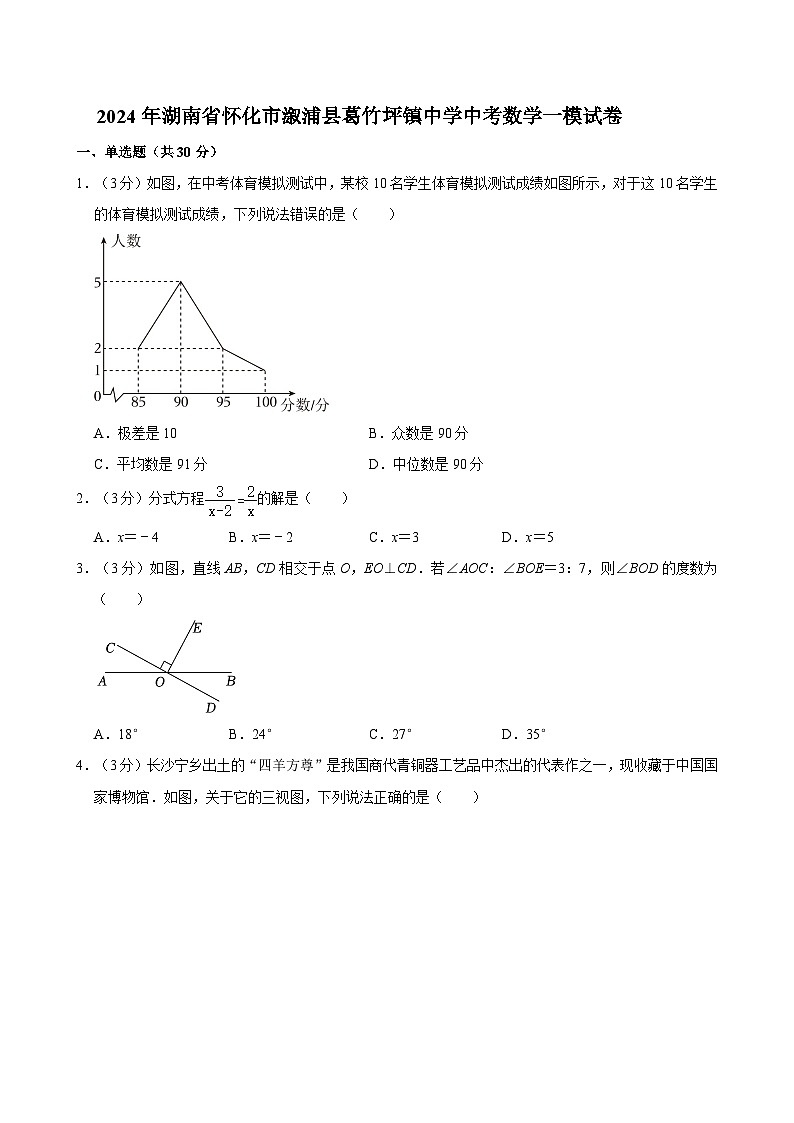 2024年湖南省怀化市溆浦县葛竹坪镇中学中考数学一模试卷01