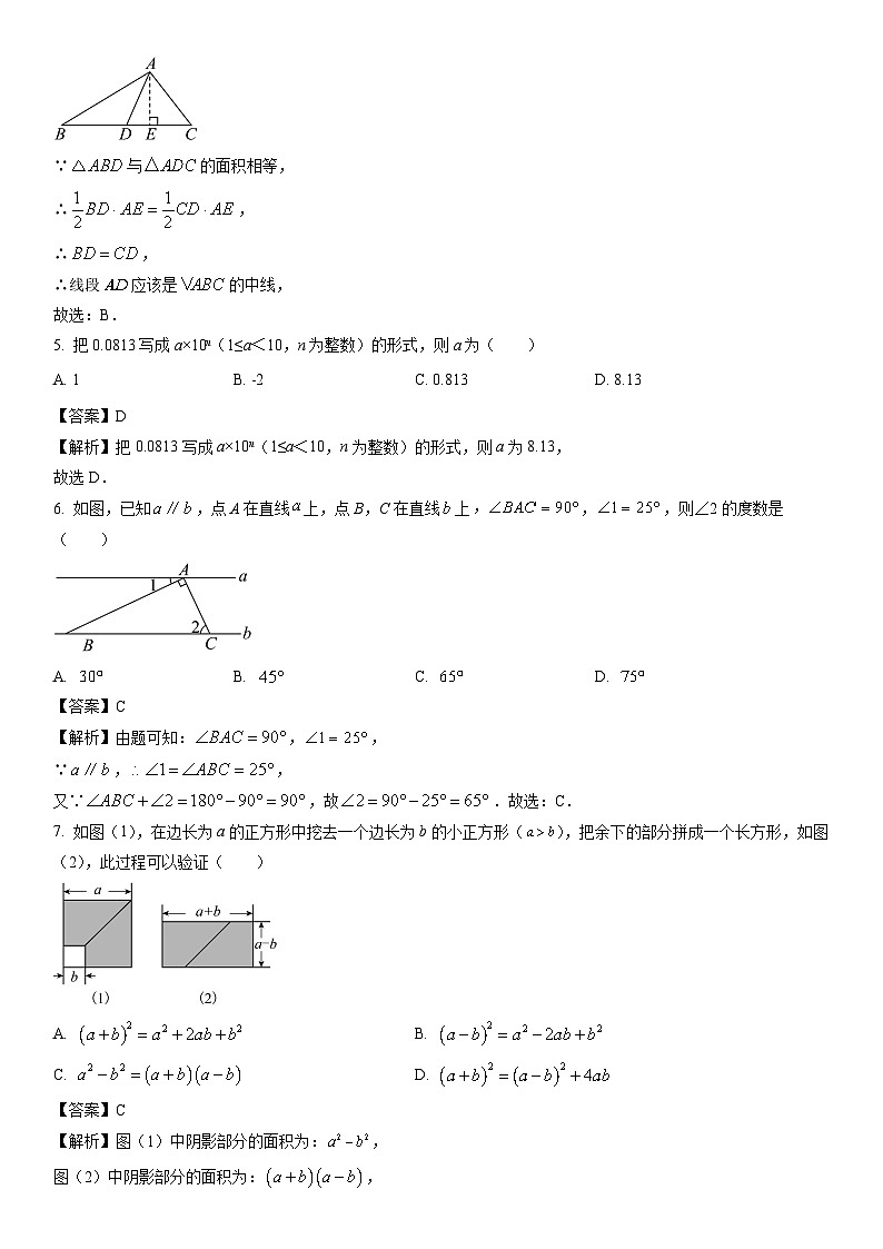 【数学】河北省石家庄外国语教育集团2023-2024学年七年级下学期期中试题（解析版）02