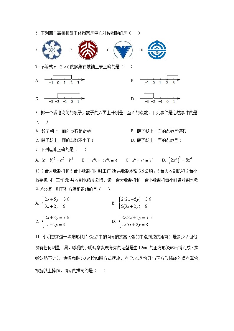 2022年广西南宁市西乡塘区初中毕业班中考适应性测试数学试卷(一模)（原卷版+解析版）02